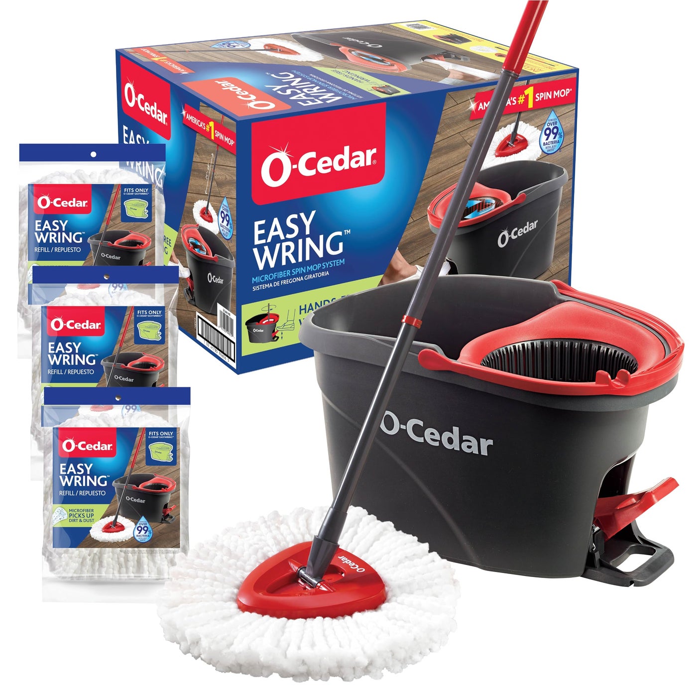 o cedar O-Cedar System Easy Wring Spin Mop & Bucket with 3 Extra Refills